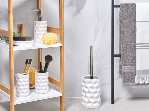 Set med badrumstillbehör Silver Keramik Glam Tvåldispenser Toalettborste med hållare