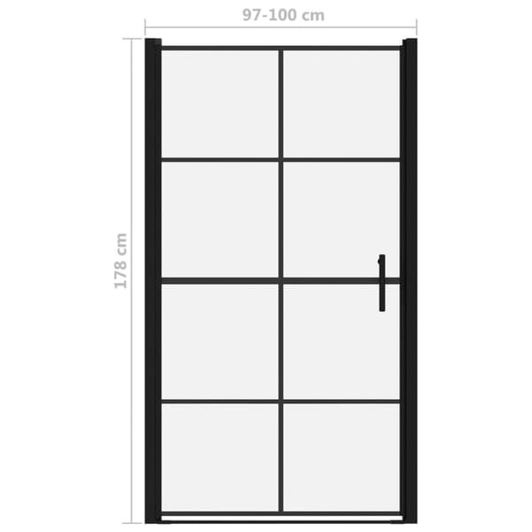 vidaXL Duschdörr härdat glas 100x178 cm svart