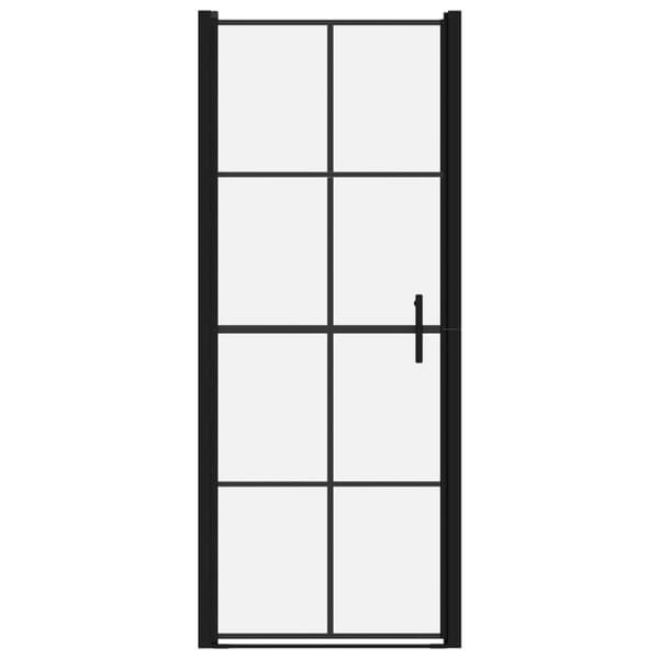 vidaXL Dusjdør herdet glass 91x195 cm svart