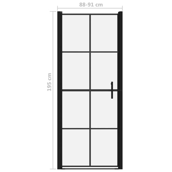vidaXL Dusjdør herdet glass 91x195 cm svart
