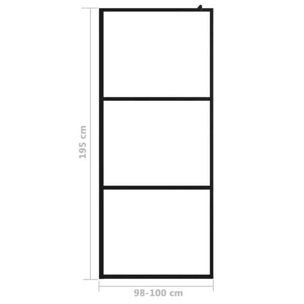 vidaXL brusevæg 100x195 cm klart sikkerhedsglas sort