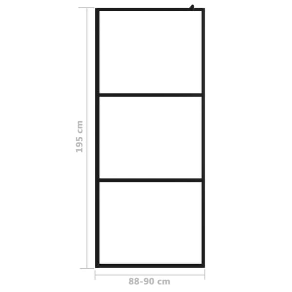 vidaXL brusevæg 90x195 cm klart sikkerhedsglas sort
