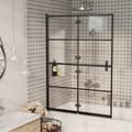 Miniatyrbillede 3 af 9: vidaXL foldbar bruseafskærmning 100x140 cm sikkerhedsglas sort