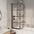 Miniatyrbillede 1 af 9: vidaXL foldbar bruseafskærmning 100x140 cm sikkerhedsglas sort