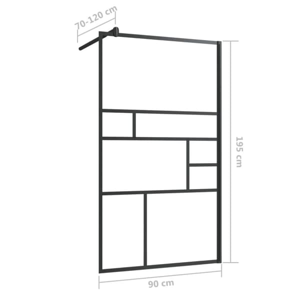 vidaXL Duschvägg med klart ESG-glas 90x195 cm svart
