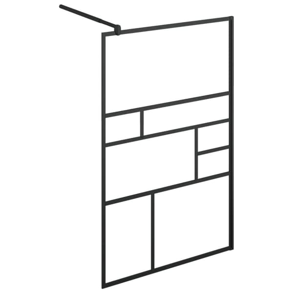 vidaXL brusevæg 115x195 cm klart sikkerhedsglas sort