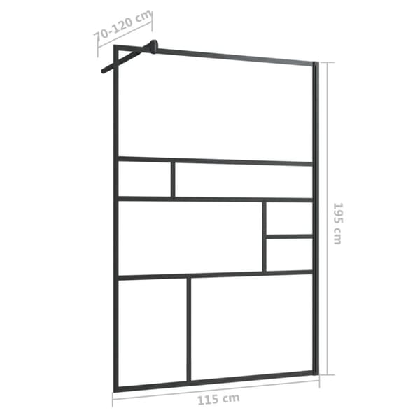vidaXL brusevæg 115x195 cm klart sikkerhedsglas sort