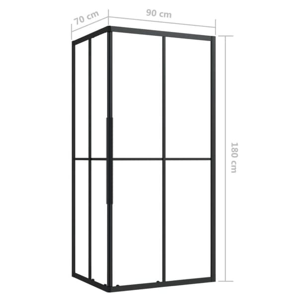 vidaXL brusekabine 90x70x180 cm sikkerhedsglas