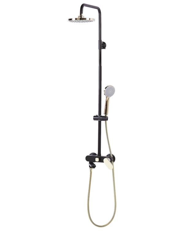 Blandare Duschset Svart och Guld Mässing med Regnfunktion Glans Finish Glamour Modern