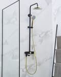 Miniatyrbild 2 av 11: Blandare Duschset Svart och Guld Mässing med Regnfunktion Glans Finish Glamour Modern