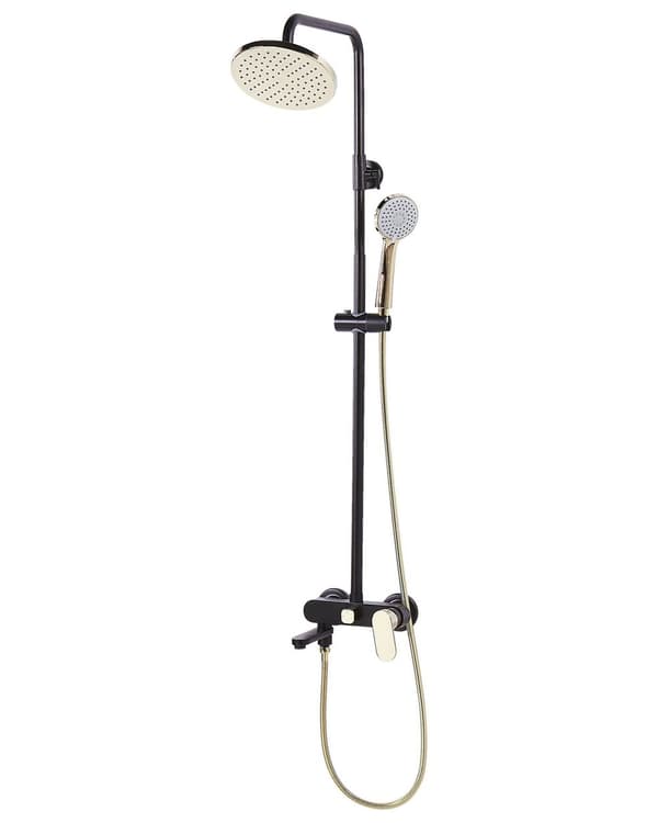 Blandare Duschset Svart och Guld Mässing med Regnfunktion Glans Finish Glamour Modern