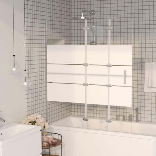 vidaXL foldbar bruseafskærmning 120x140 cm sikkerhedsglas hvid