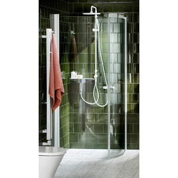 Brusehjørne Lusso Hvid med håndtag 2, Buet 80x80 Klart glas Alterna