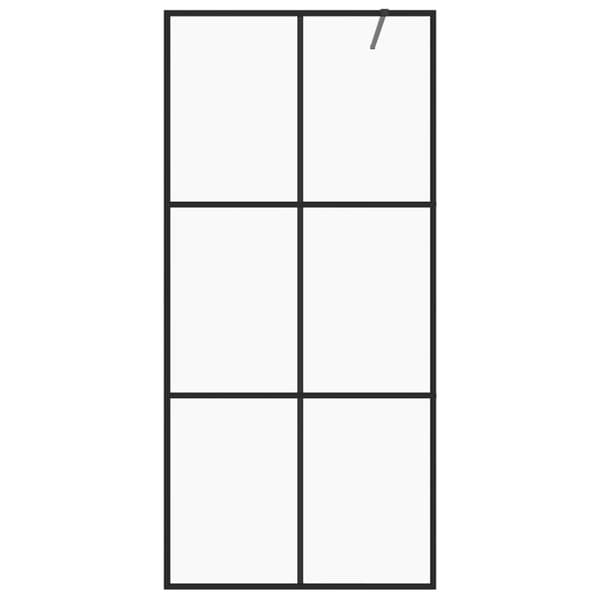 vidaXL brusevæg 80x195 cm klart sikkerhedsglas sort