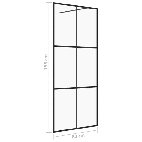 vidaXL brusevæg 80x195 cm klart sikkerhedsglas sort