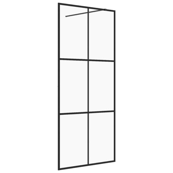 vidaXL brusevæg 80x195 cm klart sikkerhedsglas sort