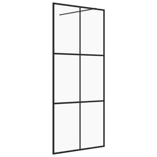 vidaXL brusevæg 90x195 cm klart sikkerhedsglas sort