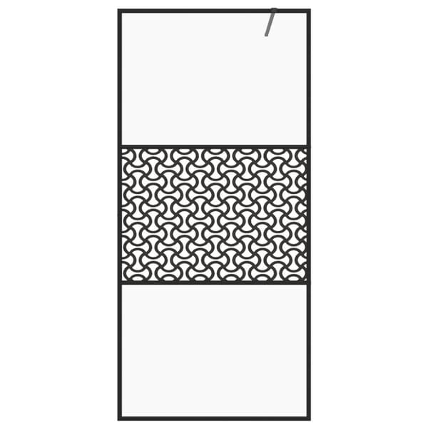 vidaXL brusevæg 100x195 cm klart sikkerhedsglas sort