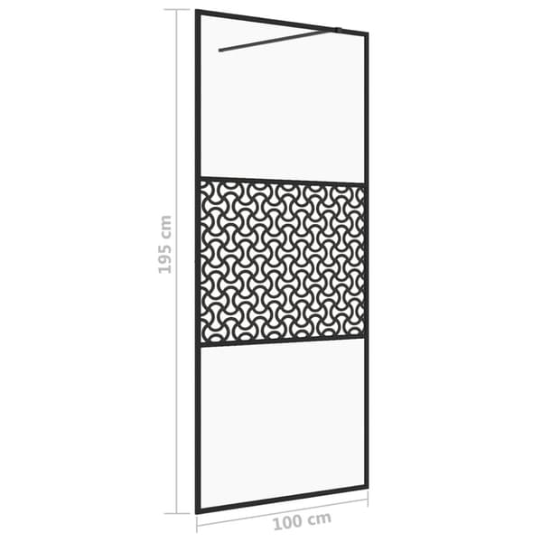 vidaXL brusevæg 100x195 cm klart sikkerhedsglas sort