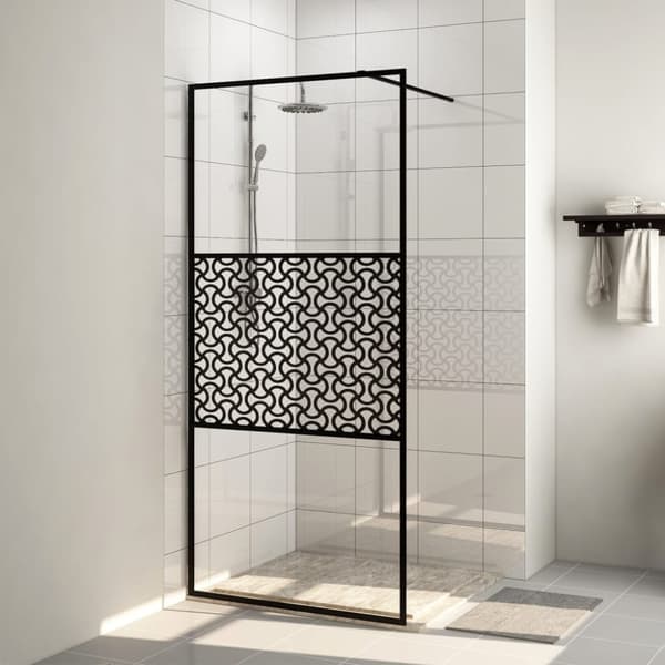 vidaXL brusevæg 100x195 cm klart sikkerhedsglas sort