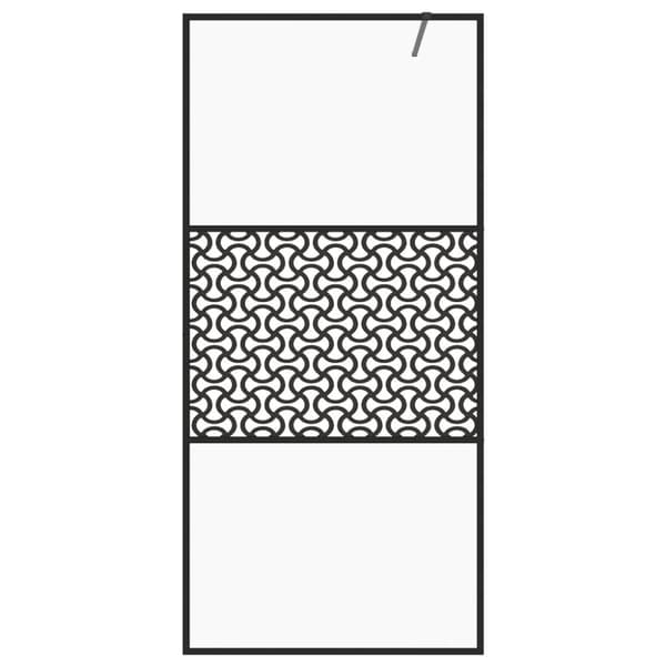 vidaXL brusevæg 80x195 cm klart sikkerhedsglas sort
