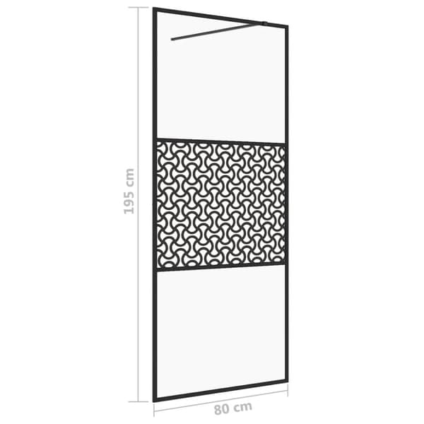vidaXL brusevæg 80x195 cm klart sikkerhedsglas sort