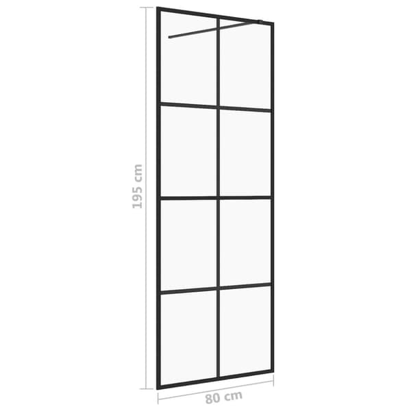 vidaXL brusevæg 80x195 cm klart sikkerhedsglas sort