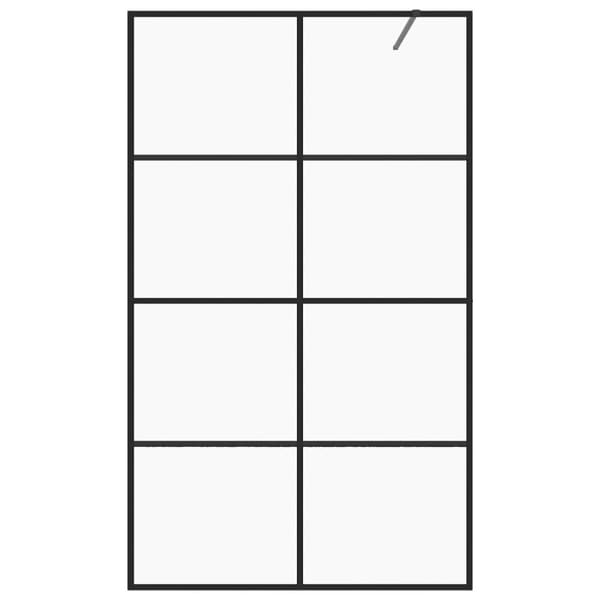 vidaXL brusevæg 90x195 cm klart sikkerhedsglas sort