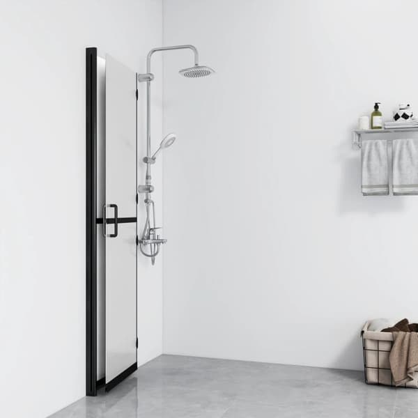 vidaXL Sammenleggbar dusjvegg med frostet ESG-glass 120x190 cm