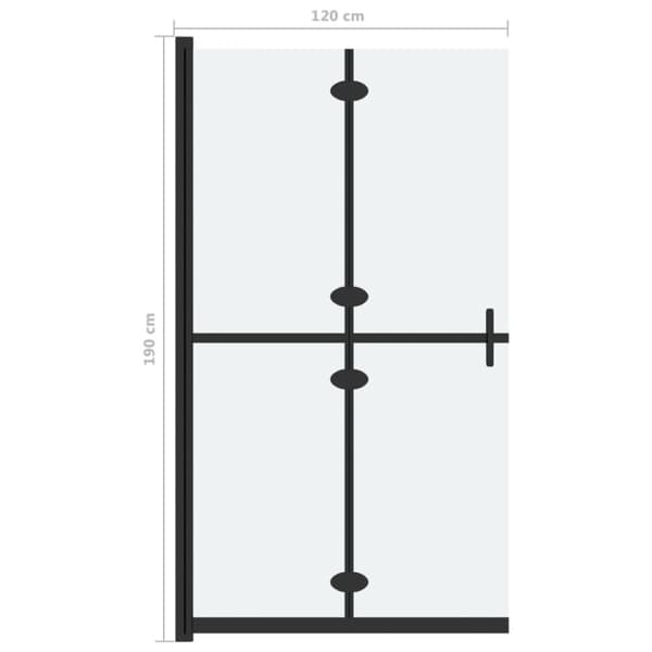 vidaXL Sammenleggbar dusjvegg med frostet ESG-glass 120x190 cm