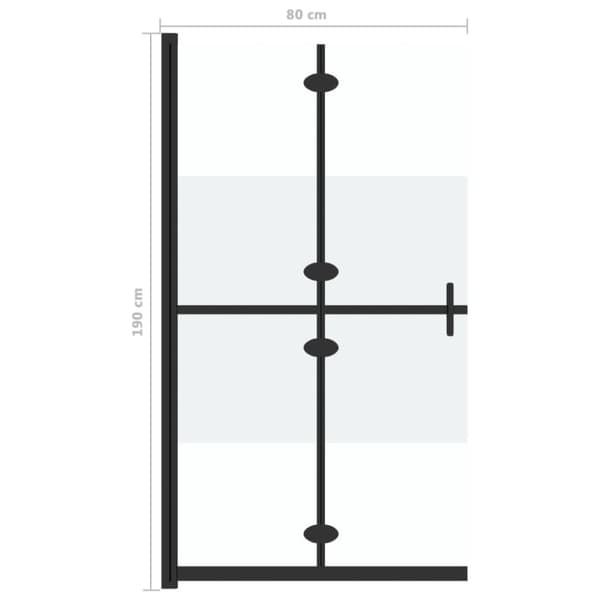 vidaXL foldbar brusevæg 80x190 cm halvt matteret sikkerhedsglas