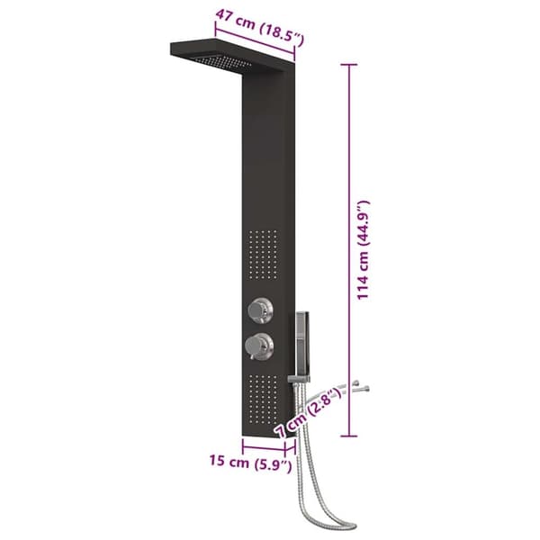 vidaXL Duschpanelsystem aluminium svart
