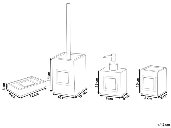 Badrumstillbehör Set Beige Dolomit Matt Minimalist Tvålpump Toalettborste Behållare Glas