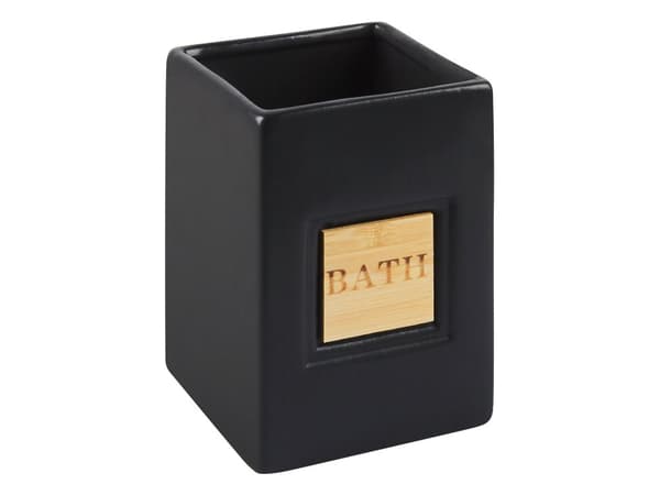 Badrumstillbehör Set Svart Dolomit Matt Minimalist Tvålpump Toalettborste Behållare Glas