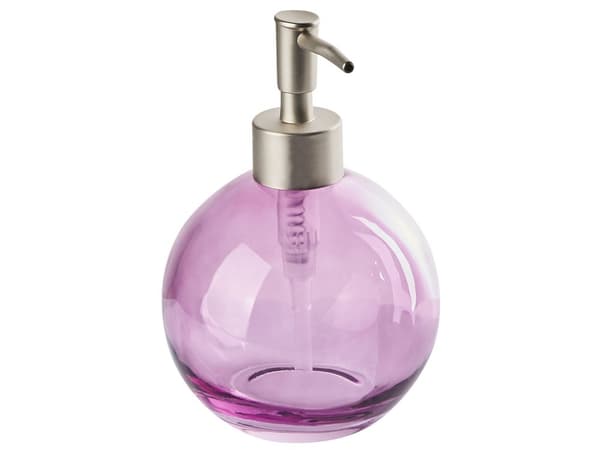 Badrumstillbehör Set i 4 delar Violett Glas Glam Tvålpump Tvålfat Tandborsthållare Kopp