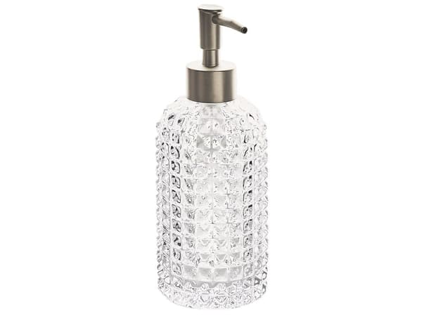 Badrumstillbehör Set i 4 delar Genomskinligt Glas Glam Tvålpump Tvålfat Tandborsthållare Kopp