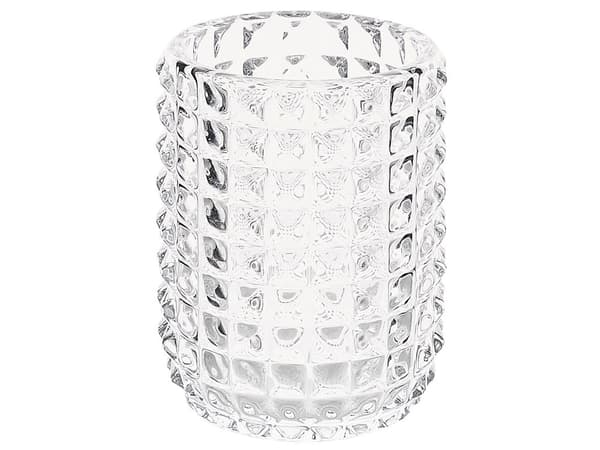 Badrumstillbehör Set i 4 delar Genomskinligt Glas Glam Tvålpump Tvålfat Tandborsthållare Kopp