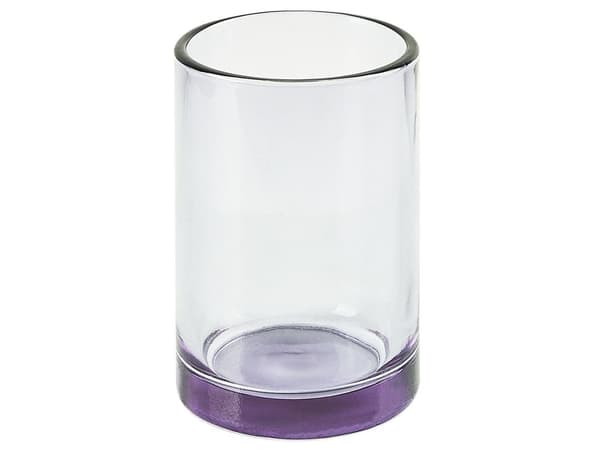 Badrumstillbehör Set i 4 delar Violett Glas Glam Tvålpump Tvålfat Tandborsthållare Kopp