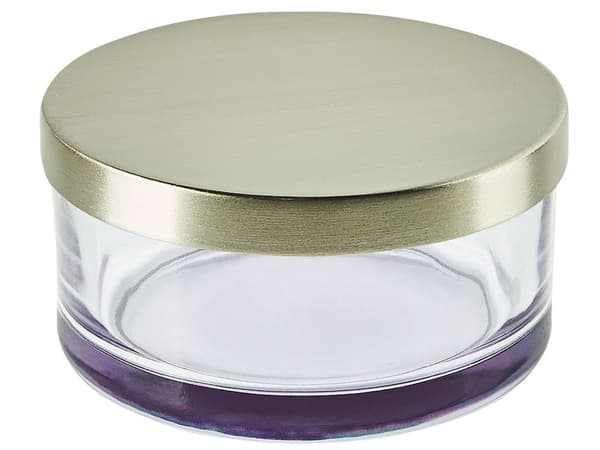 Badrumstillbehör Set i 4 delar Violett Glas Glam Tvålpump Tvålfat Tandborsthållare Kopp