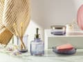 Miniatyrbild 2 av 7: Badrumstillbehör Set i 4 delar Violett Glas Glam Tvålpump Tvålfat Tandborsthållare Kopp