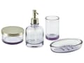 Miniatyrbild 1 av 7: Badrumstillbehör Set i 4 delar Violett Glas Glam Tvålpump Tvålfat Tandborsthållare Kopp