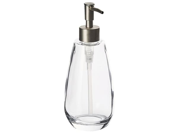 Badrumstillbehör Set i 4 delar Genomskinligt Glas Glam Tvålpump Tandborsthållare Kopp