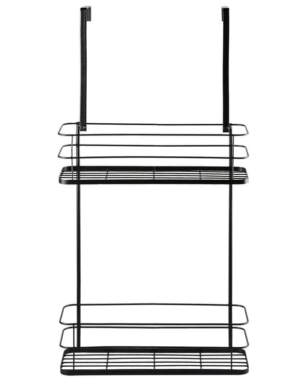 Hylly musta 40 x 83 x 12 cm rauta 2-tasoa ripustettava harjattu kevyt suihkuhylly