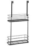 Pikkukuva 6 / 8: Hylly musta 40 x 83 x 12 cm rauta 2-tasoa ripustettava harjattu kevyt suihkuhylly