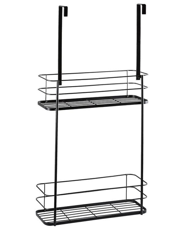 Hylly musta 40 x 83 x 12 cm rauta 2-tasoa ripustettava harjattu kevyt suihkuhylly