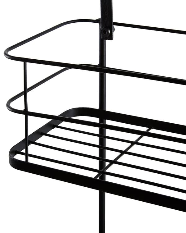 Hylly musta 40 x 83 x 12 cm rauta 2-tasoa ripustettava harjattu kevyt suihkuhylly