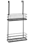 Pikkukuva 1 / 8: Hylly musta 40 x 83 x 12 cm rauta 2-tasoa ripustettava harjattu kevyt suihkuhylly