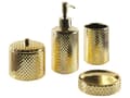 Miniatyrbillede 1 af 8: Badeværelsestilbehør Guld Dolomit Sæt 4 stk Glam Luksuriøst Sæbedispenser Sæbeskål med tandbørsteholder Badeværelse Indretning