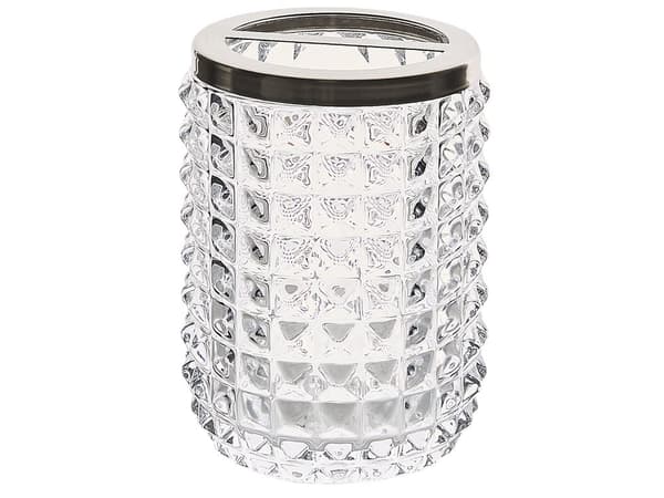 4 stykke badeværelsestilbehør sæt gennemsigtigt glas glamour sæbedispenser sæbe opvaskemaskine børste kop