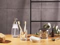 Miniatyrbillede 2 af 8: 4-delt badeværelsestilbehør sæt klart glas glamour sæbedispenser sæbe opvaskemaskine børste kop